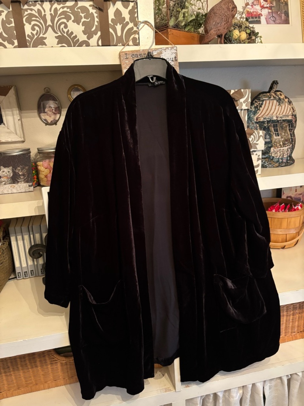 Eileen Fisher Elegant Black Velvet Coat - Picture 4 of 4